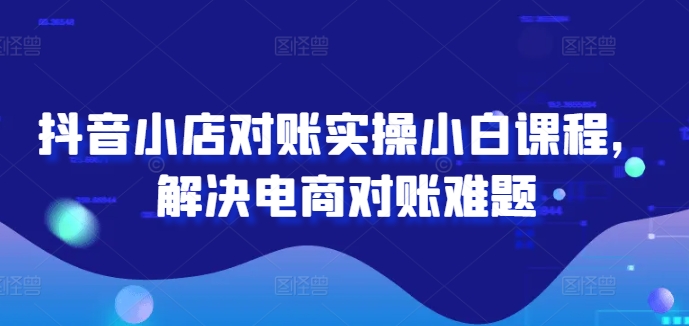 抖音小店对账实操小白课程，解决电商对账难题-轻创淘金网